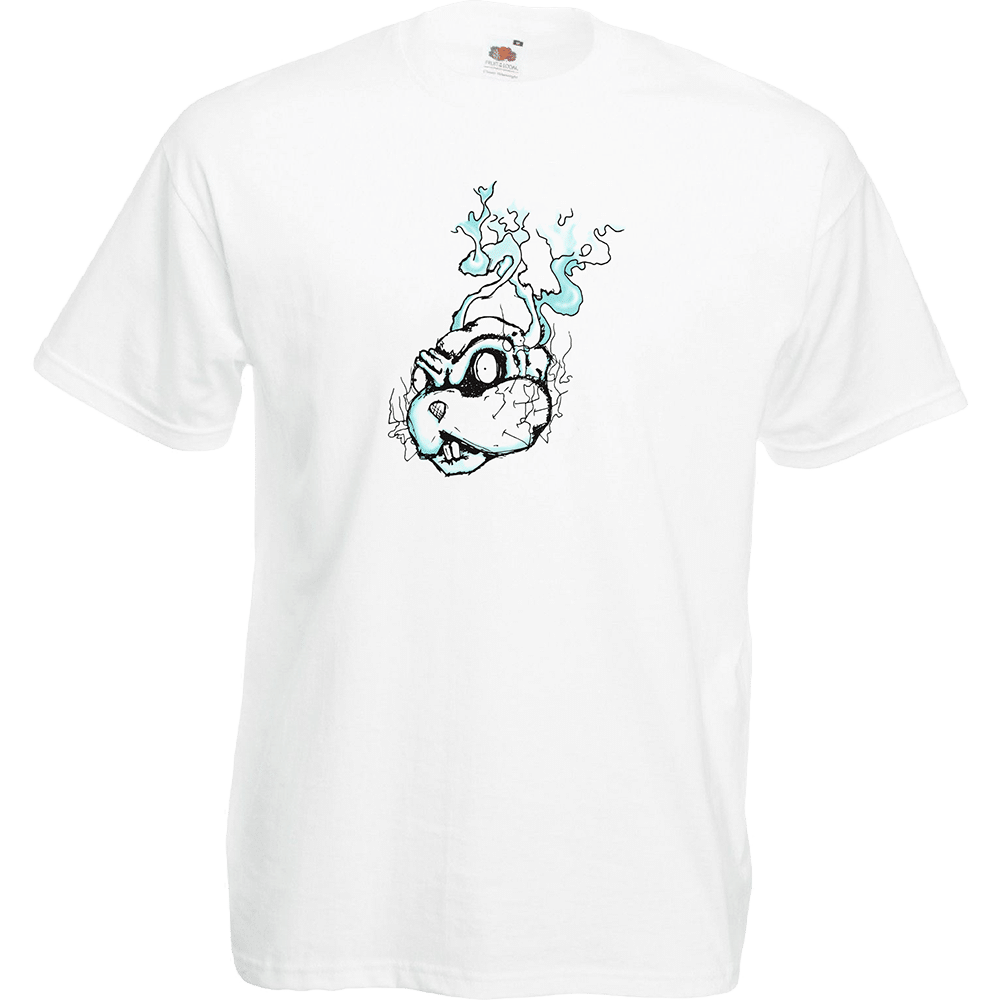 T-shirt, coton blanc "Emblème Lapin-Cyan". Réalisation Lapin-Cyan. Sublimation A4